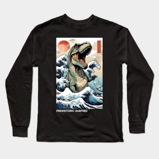 Prehistoric surfing Funny Long Sleeve T-Shirt